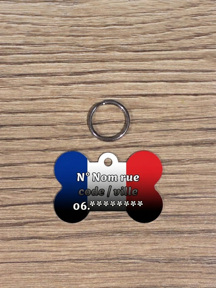 Médaillon 🇫🇷 Médaillon pour chien personnalisable – Drapeau Français
