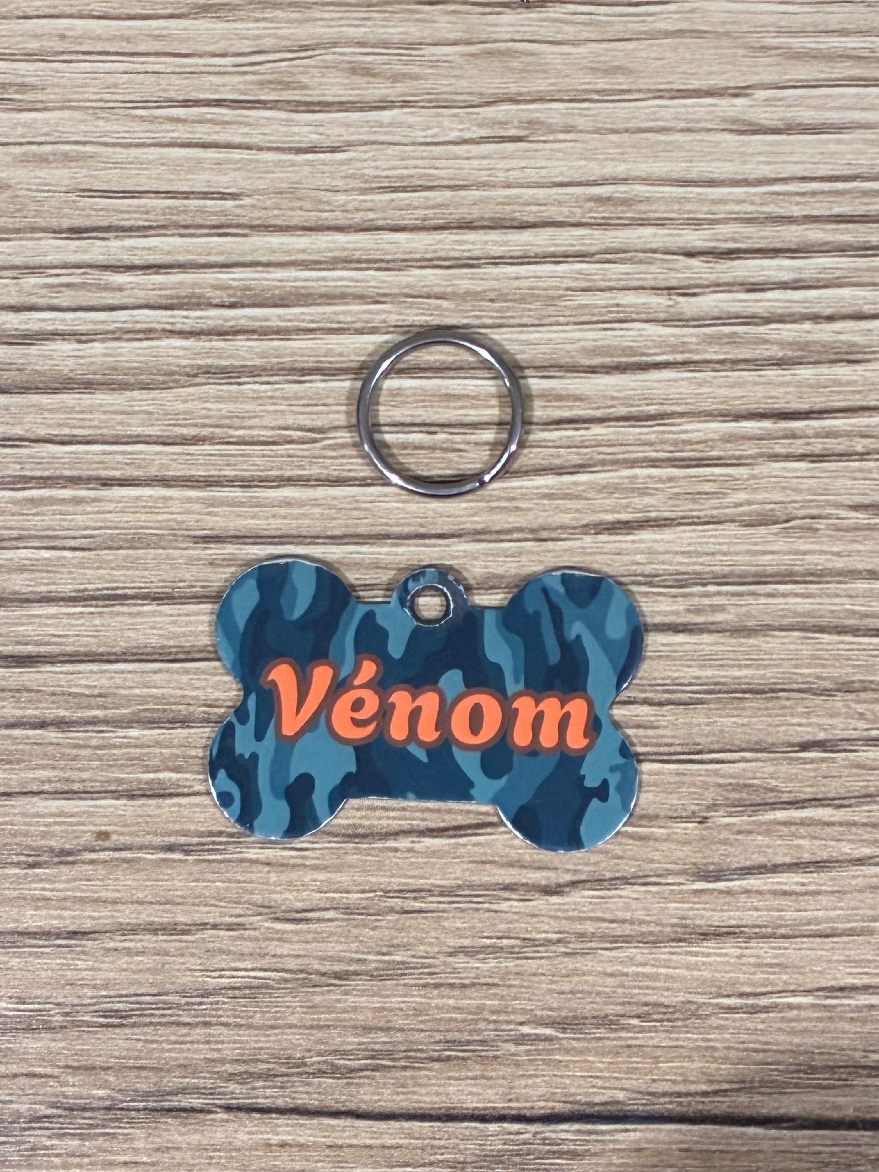 🐶 Médaillon Chien Personnalisé Camo – Nom & Coordonnées
