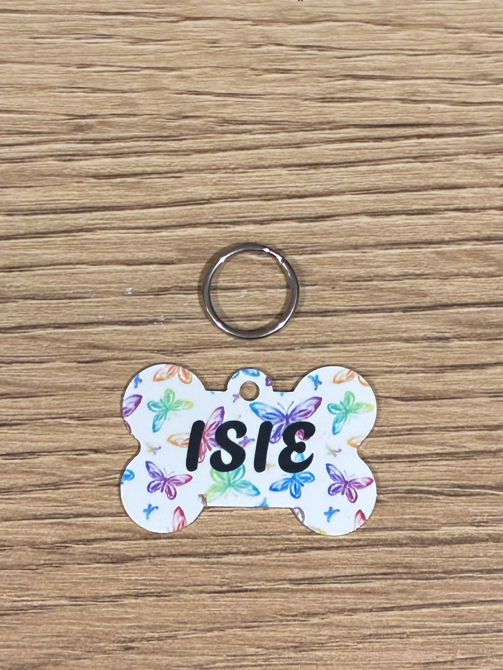🐶 Médaillon Chien Personnalisé Papillons – Nom & Coordonnées 🦋