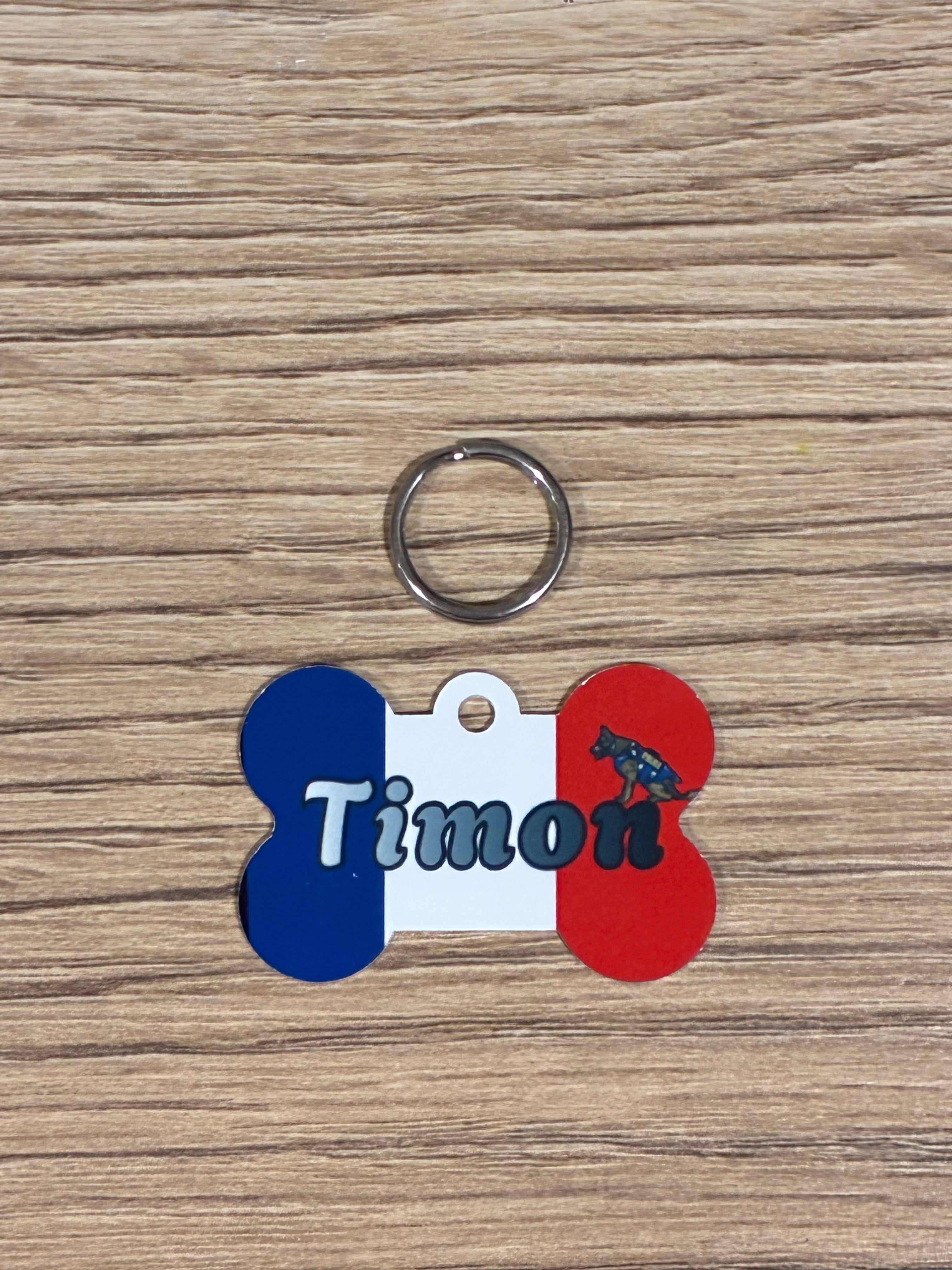 Médaillon 🇫🇷 Médaillon pour chien personnalisable – Drapeau Français