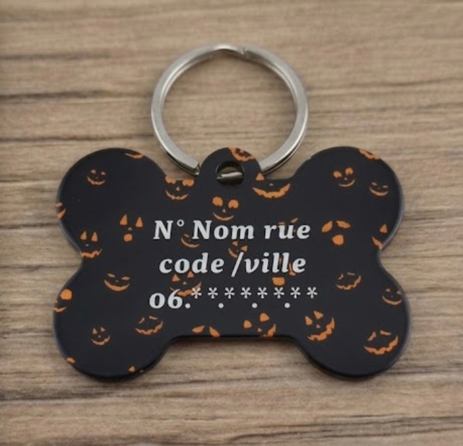 🎃 Médaillon Chien Personnalisé Halloween – Citrouilles & Fantômes